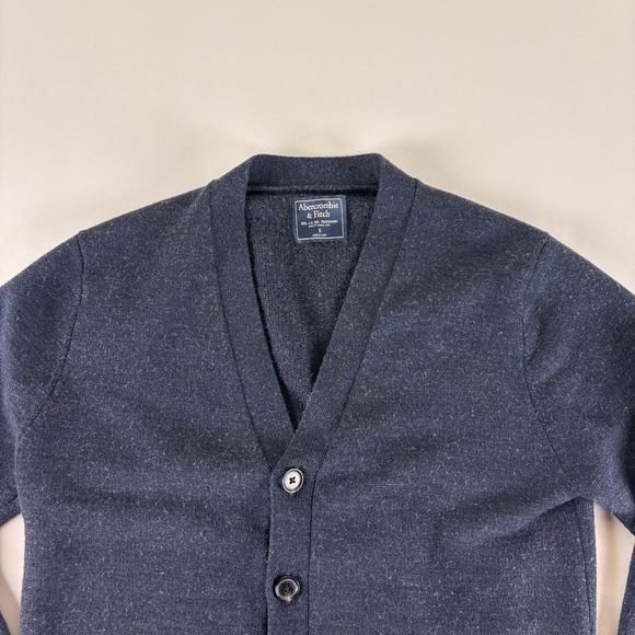 Abercrombie & Fitch Men's Small Buttoned Down Cardigan Merino Wool Sweater Blue - Picture 5 of 9